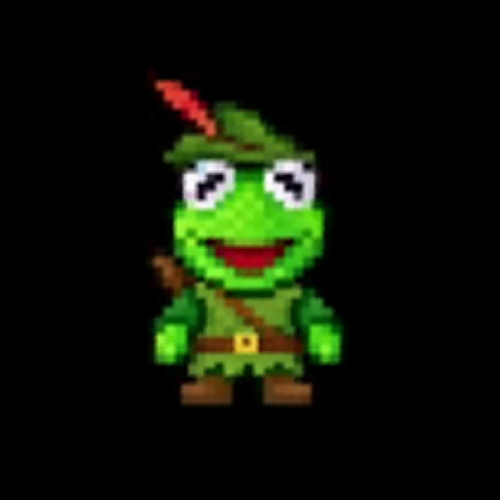 Pixel ROBINFROG dressed like Robin Hood